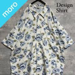 No.469 VINTAGE 古着 総柄シャツ 半袖シャツ 花柄 青い薔薇