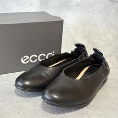 エコー ecco アニネ レザーフラットシューズ 黒 スクウェアトゥ