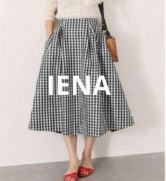 【IENA】イエナ ギンガムチェック タックフレア スカート ロング M
