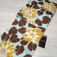 新品☆呉服屋♪レトロモダン・向日葵　格子変り織　夏着物　浴衣 新品☆呉服屋♪レトロモダン・向日葵 夏着物 浴衣3点セット