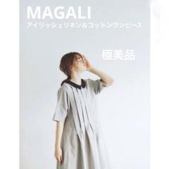 MAGALIコットンリネングレンチェックワンピース長袖グレーチェックF