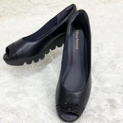 ヒルズアヴェニュー　ビジュー　ウェッジソール　パンプス　ブラック