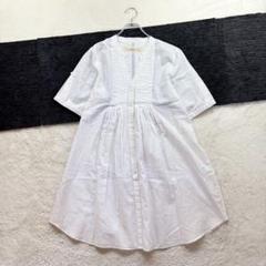 k1528　シュカ【L】白 チュニックワンピース ギャザー ピンタック 春夏のサムネイル