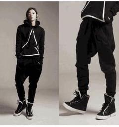 黒 L メンズ 春夏 サルエルパンツ ルーズパンツ タウンユース かっこいい