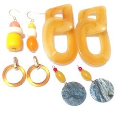 オレンジ系のハンドメイドピアスセット