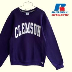 古着 00年代 ラッセル カレッジロゴ スウェット CLEMSON 紫