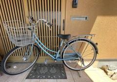 26インチ水色シティサイクル 自転車メタルバスケット付き