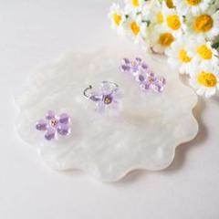 レジンリング　お花のリング　ハンドメイド　アクセサリー　リング　指輪　パープル