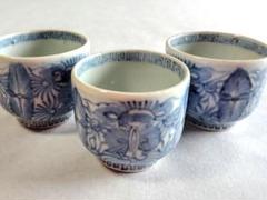 古伊万里金彩染付葡萄文蓋付茶碗一対 予約販売品】 蓋碗 染付 伊万里 古伊万里 江戸期 4客 蔵出し