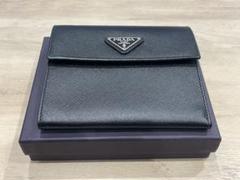 PRADA 黒 サフィアーノレザー 三つ折り財布