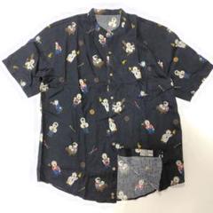 50サイズ✨美品✨ パパスアイランド アロハシャツ リネン クマ柄 バンドカラー