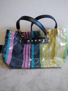 MARNI 　グロッシーグリップ　ストライプ トートバッグ