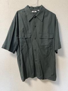 UNIQLO U 半袖ワークシャツ L ダークグリーン オーバーサイズ