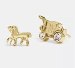 COACHコーチ ラインストーン馬車ホースキャリッジ 非対称ピアス