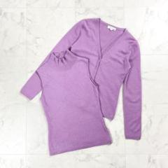 美品 DEUX 23区 ビーズアンサンブルニット ラベンダーサイズ1*BD946