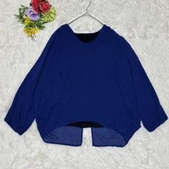 グラスライン【M】長袖ブラウス　シフォン切替 バックデザイン ゆったりシルエット