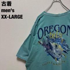 古着 コンフォートカラーズ Tシャツ 釣り カジキ フィッシング 胸ポケ青XXL