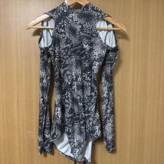 ハンドメイド 社交ダンス ドレス セットアップ モノトーン リーフ柄 ハンドメイド 社交ダンス ドレス セットアップ モノトーン リーフ柄