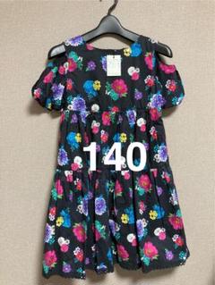 新品 140 アナスイミニ ワンピース オフショルダー 花柄 半袖 女の子