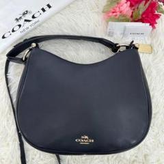 【美品】コーチ 54446 2way ショルダーバッグ レザー 肩掛け ネイビー