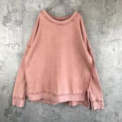 Y5284古着　トレーナー　スウェット　オレンジ　無地　90s Y2K