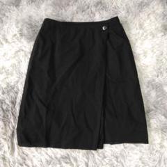 美品✨【COMME CA DU MODE】 ブラックラップスカート (1) 毛混