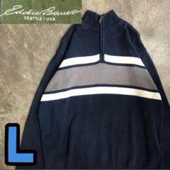 T4246 Eddie Bauer ハーフジップ　ニット　オーバーサイズ　古着