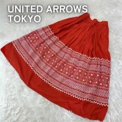 ユナイテッドトウキョウ 刺繍ハワイアン調 ロングフレアスカート