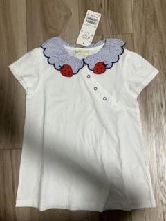 【タグ付き:新品未使用】ベイビーチアー、いちご刺繍付き半袖トップス 110cm