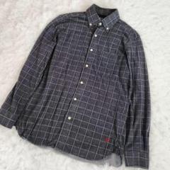 POLO ポロ グレー チェック コットン シャツ ネルシャツ M サイズ ロゴ
