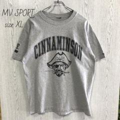 MVSPORT　プリントロゴ　半袖　Tシャツ 古着　グレー　XL