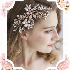ヘッドドレス ウェディング 結婚式 小枝 ピンクゴールド
