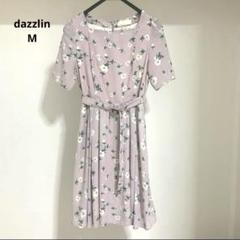 dazzlin 半袖　ワンピース　花柄　リボン　スクエアネック　可愛い　M
