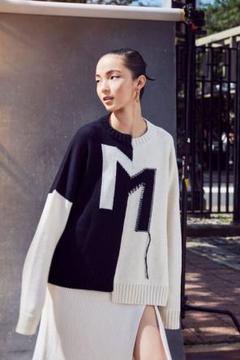 【MONSE】 crooked「M」logo split sweater MONSE】 crooked「M」logo split sweater