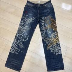 絡繰魂 粋 からくりだましい いき 龍虎 柄 刺繍 和柄 デニム