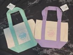 【Trader Joe's】ミニトートバッグ　パープルxグリーン2枚セット Trader Joe's】ミニトートバッグ パープルxグリーン2枚セット