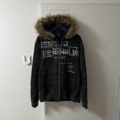 ファー 刺繍パーカー y2k 平成 ギャル 黒 モコモコ 毛皮 新品 コート ボリュームファー ファー y2k フェアリーコア 平成