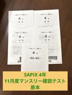 2019年度 SAPIX４年テスト13回分　サピックス SAPIX 4年生 テスト 1年分フルセット 全13回