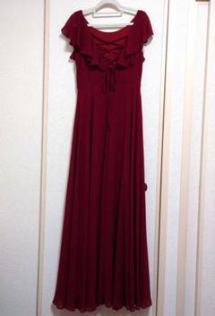 【美品】ロングドレス★フリルスリーブ バックシャン 編み上げ