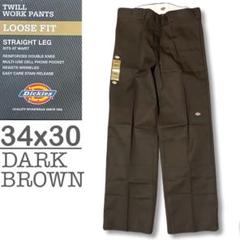 爆買い！ ダークブラウン 34x30 新品 DICKIES FIT LOOSE ダブルニー パンツ