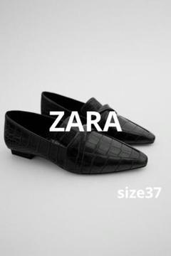 ザラ　コインローファー　チャンキーヒール　エナメル　ブラック　EU35 ZARA ザラ エナメル コインローファー チャンキーヒール キッズ