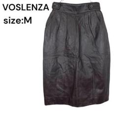 VOSLENZA スカート　ひざ丈 Ｍ　羊皮　レザー　おしゃれ　タグ付