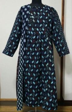 ハンドメイド　絣ワンピース