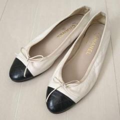 CHANEL【シャネル】バレリーナ フラットシューズ オフ白 22.5-23cm