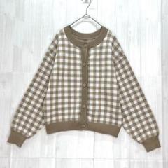 エヘカソポ　クルーネックチェックカーディガン　F ★ehka sopo