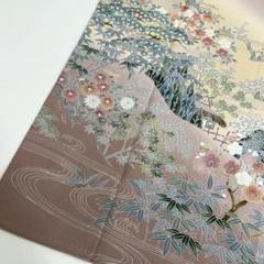 三越お誂え 金駒刺繍 刺繍 裄65 丸文に菊 三つ紋 色留袖 AK-6613