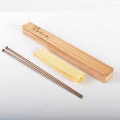 茶道具　釜師　名越弥五郎作　古銅　宣徳　宝珠頭火箸　共箱　C　6220 茶道具 釜師 名越弥五郎作 古銅 宣徳 宝珠頭火箸 共箱 C 6220