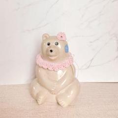 しろくま貯金箱用　つけ襟　耳飾りセット　ピンク