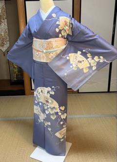 訪問着フルセット　着物　正絹　共布付き　しつけ糸付き　花ぼかし　F4 訪問着 フルセット 付け下げ 着物 正絹 しつけ糸 ピンク 松林 金