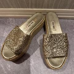 お値下げ　新品未使用　miu miu ミュウミュウ　グリッターサンダル　37.5 Yahoo!オークション -「miumiu グリッター サンダル」の落札相場